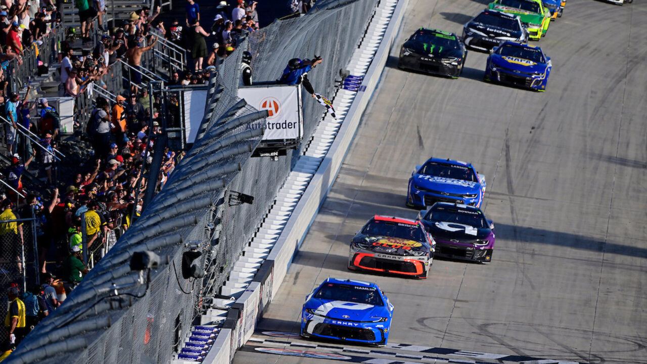 Denny Hamlin Checkered Flag Dover 2025 PC Nigel Kinrade TGR
