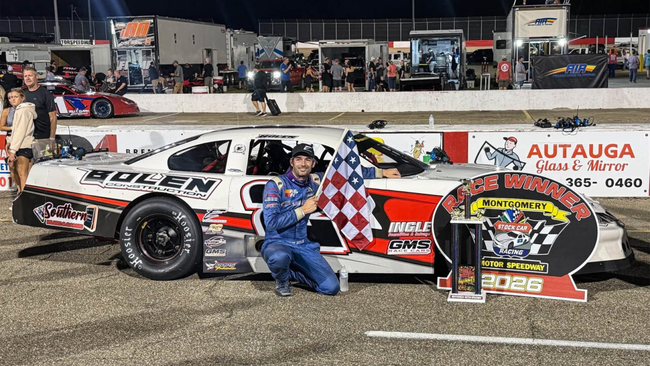 John Bolen Dodges Crash, Cashes in Fall Brawl 100 Win at Montgomery